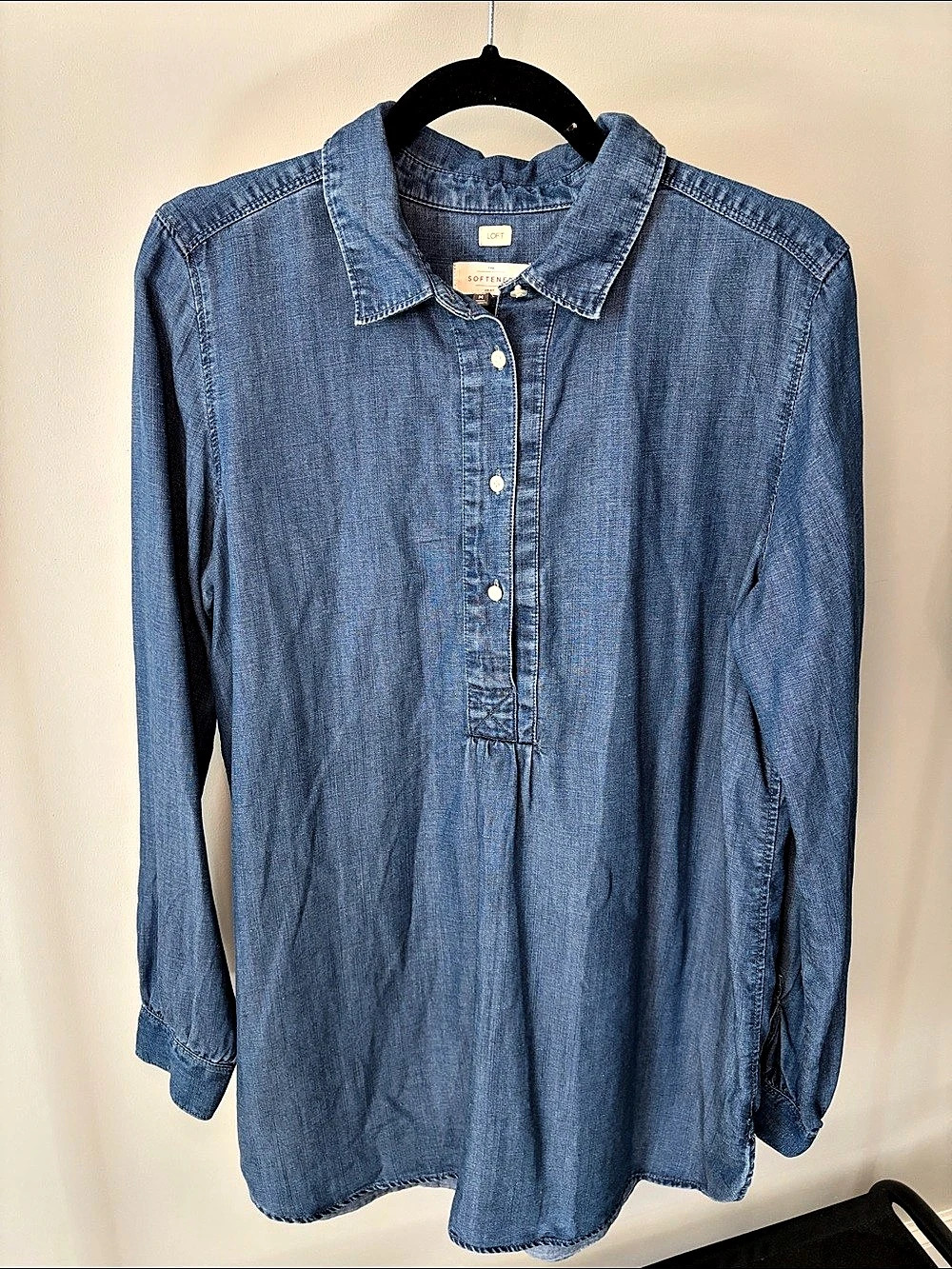 Loft Maternity Soft Denim Chambray Shirt Size M